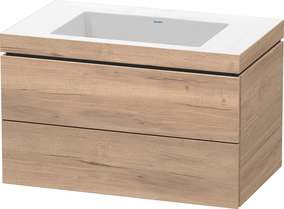 Duravit L-Cube c-bonded Waschtischset 800 mm Eiche Marmoriert mit 2 Schubkästen und Tip-on Technik
