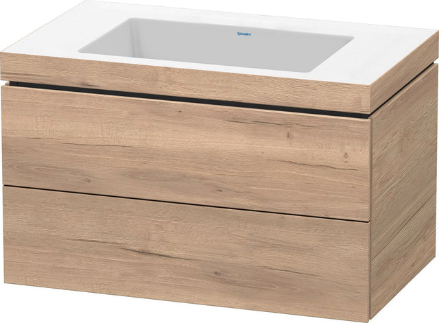 Duravit L-Cube c-bonded Waschtischset 800 mm Eiche Marmoriert mit 2 Schubkästen und Tip-on Technik