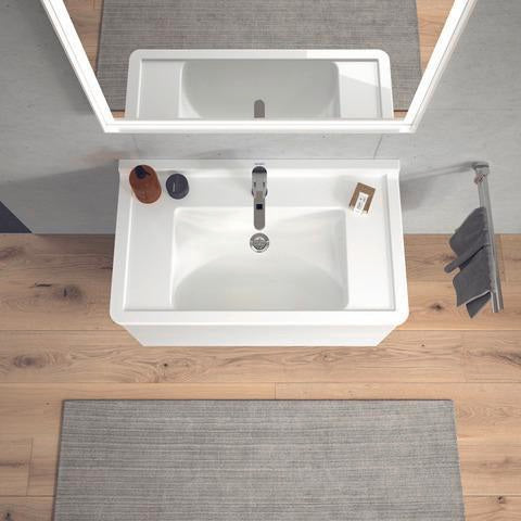 DURAVIT Möbelwaschtisch Starck 3 850 mm mit Überlauf, 1 Hahnloch, weiß – Wandhängend