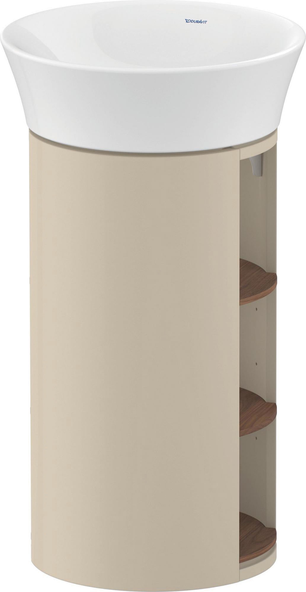 Duravit White Tulip Waschtischunterbau bodenstehend, 410 mm, Amerikanisch Nussbaum / Taupe Hochglanz, 3 offene Fächer, von Philippe Starck