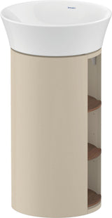 Duravit White Tulip Waschtischunterbau bodenstehend, 410 mm, Amerikanisch Nussbaum / Taupe Hochglanz, 3 offene Fächer, von Philippe Starck