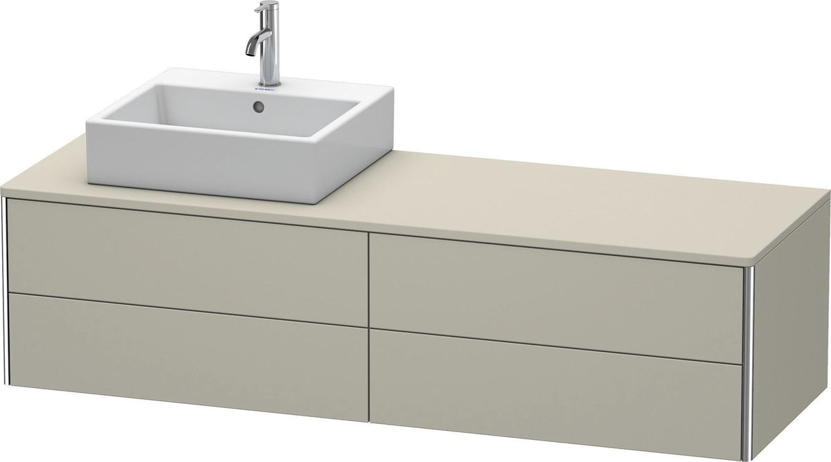 Duravit XSquare Waschtischunterbau 1600 mm, betongrau matt, 4 Schubkästen, wandhängend, Becken links