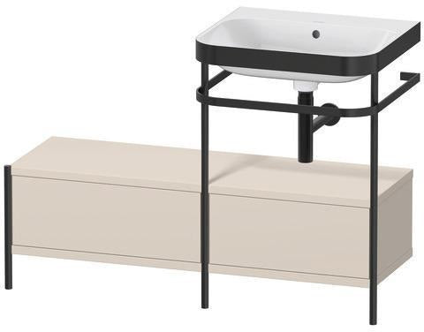 Duravit Waschtischset Happy D.2 Plus 1200x490mm ein Hahnloch taupe supermatt mit Metallkonsole