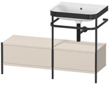 Duravit Waschtischset Happy D.2 Plus 1200x490mm ein Hahnloch taupe supermatt mit Metallkonsole