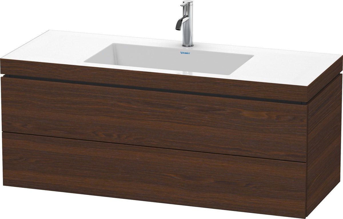 DURAVIT L-Cube c-bonded Waschtischset 1200 mm Nussbaum gebürstet mit 2 Schubkästen
