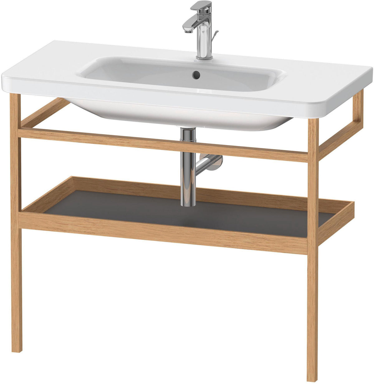 DURAVIT DuraStyle Möbel-Accessoire mit Ablage & Handtuchhalter 440x940x805 mm Weiß Matt/Eiche Massiv