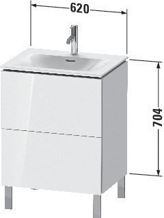 Duravit L-Cube Waschtischunterbau 620 mm weiß matt mit 2 Auszügen und Tip-On-Technik