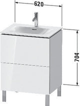 Duravit L-Cube Waschtischunterbau 620 mm weiß matt mit 2 Auszügen und Tip-On-Technik