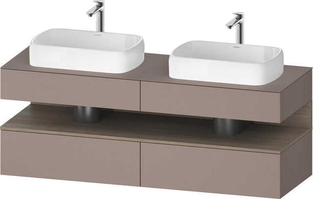 DURAVIT Qatego Konsolenwaschtischunterbau 1600 mm Basalt Matt mit 2 Auszügen und Tip-On-Technik