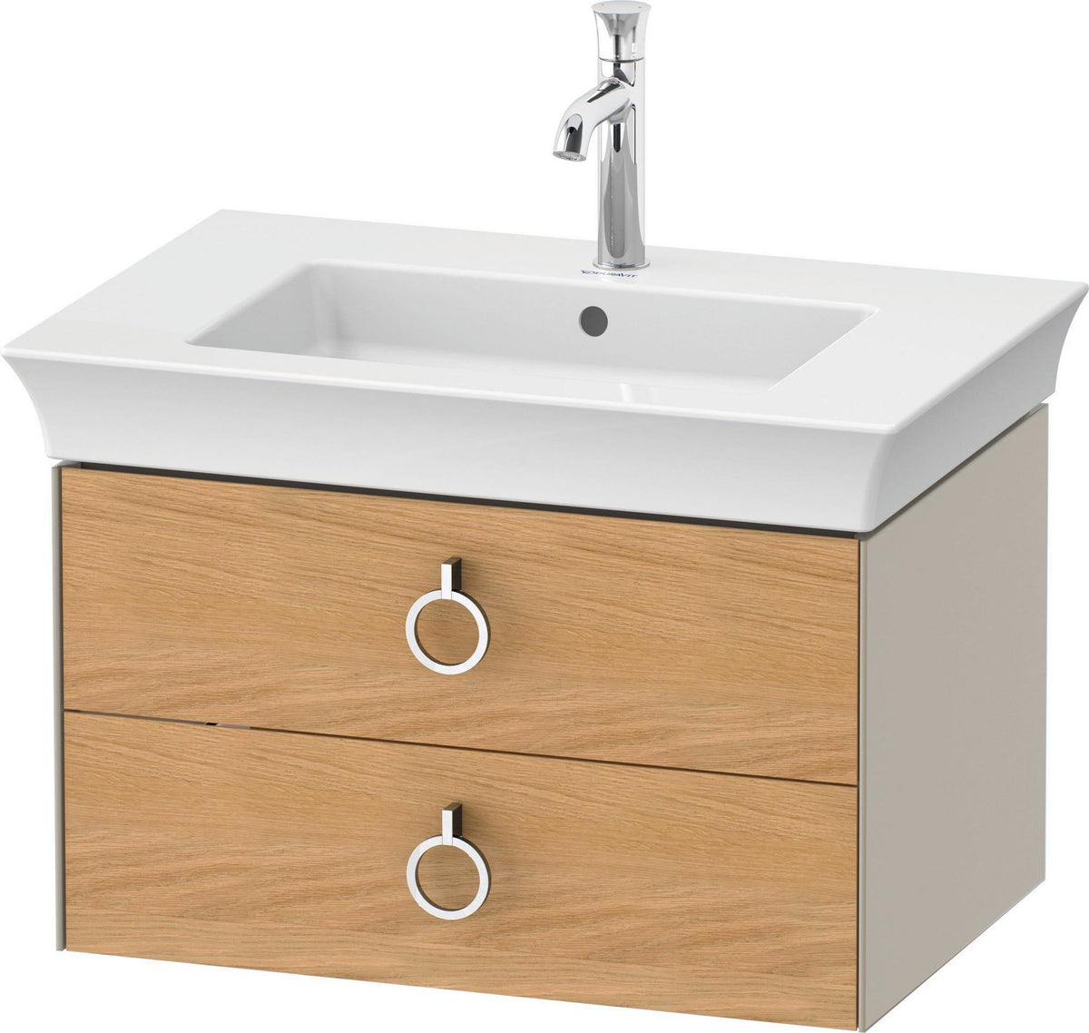 Duravit White Tulip Waschtischunterbau wandhängend 684 mm mit 2 Schubkästen und Griff, weiß seidenmatt
