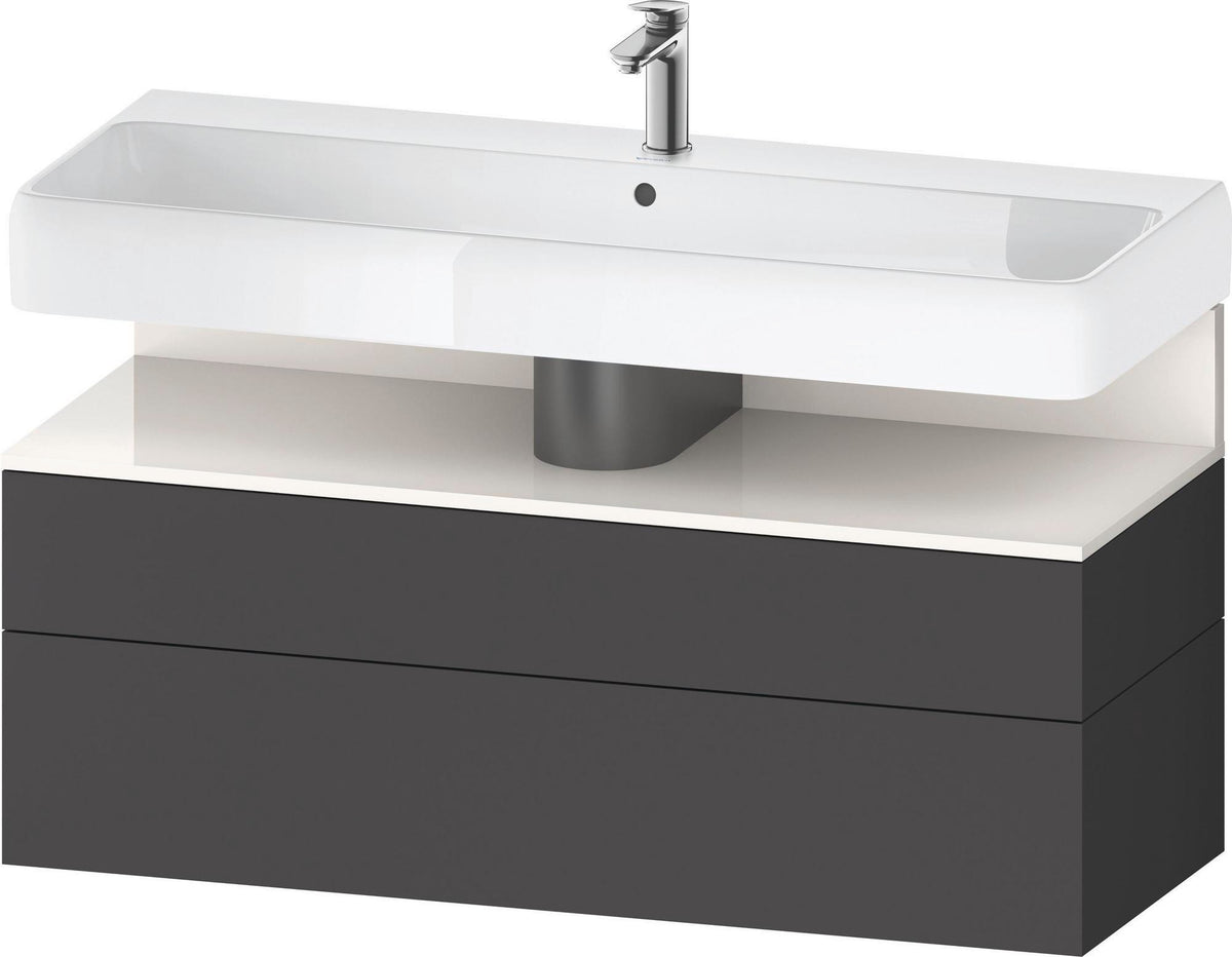 Duravit Qatego Waschtischunterbau 1190 mm – Weiß Matt mit Eiche Schwarz Nische, 1 Auszug, LED
