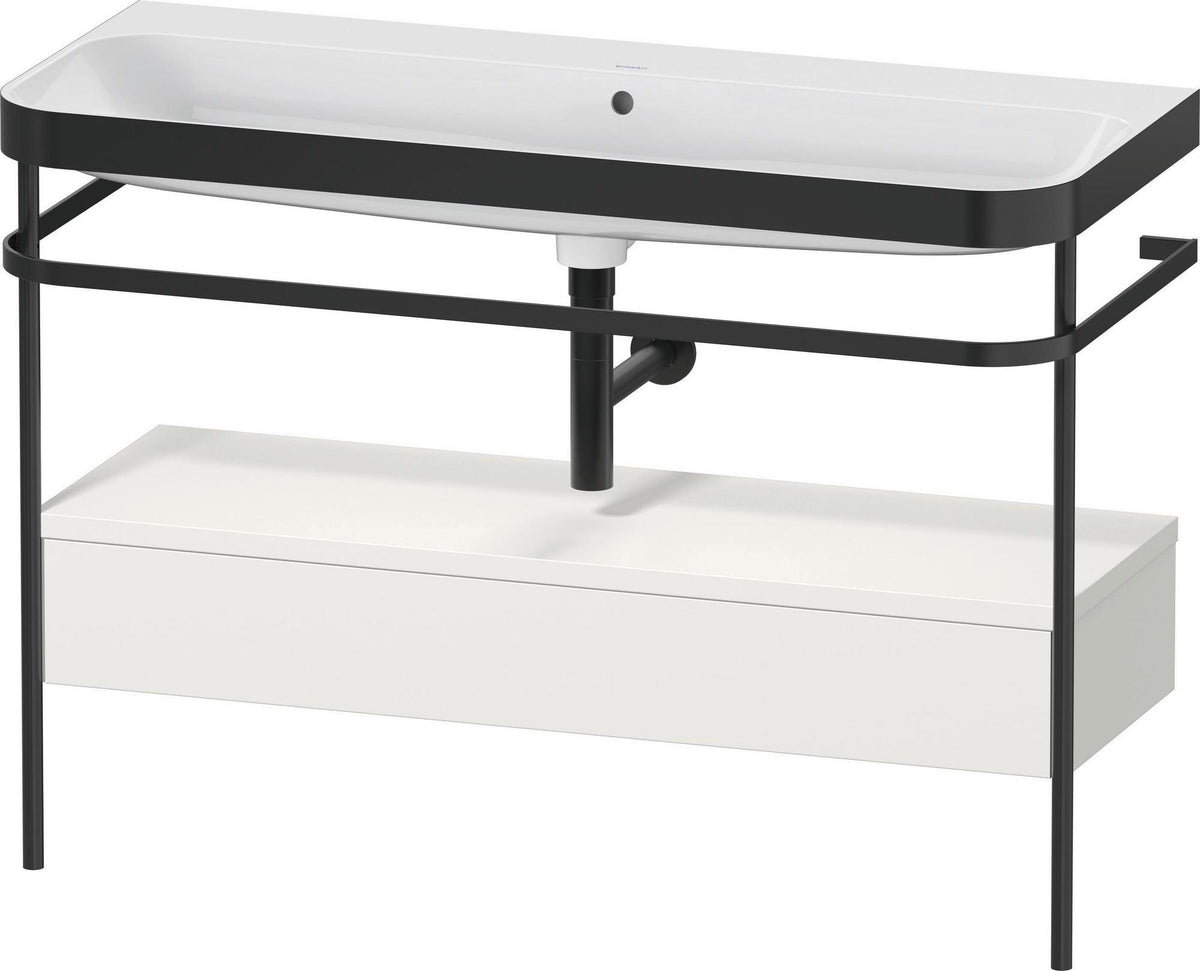 Duravit Happy D.2 c-bonded Waschtischset 1175 mm mit Metallkonsole & Schubkasten in Taupe