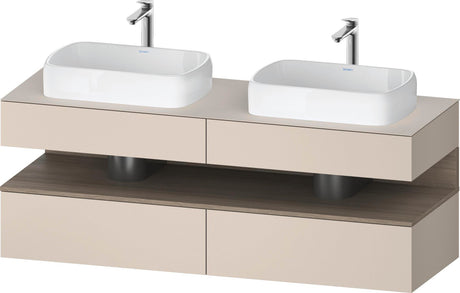 DURAVIT Qatego Konsolenwaschtischunterbau 1600 mm Basalt Matt mit 2 Auszügen und Tip-On-Technik