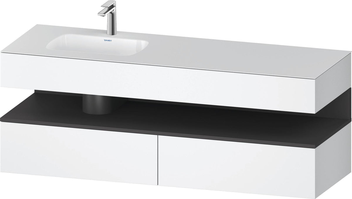 DURAVIT Qatego Studio F. A. Porsche Einbauwaschtisch mit Konsolenwaschtischunterbau 1600 mm Weiß Matt