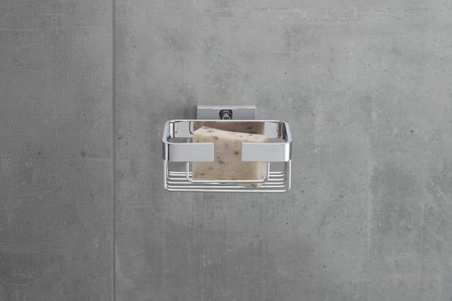 DURAVIT Karree Seifenschale aus Messing in Chrom – 120 x 140 x 65 mm, wandmontiert