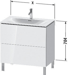 Duravit Waschtischunterbau L-Cube 704x820x481mm weiß matt mit Tip-On-Technik und 2 Auszügen