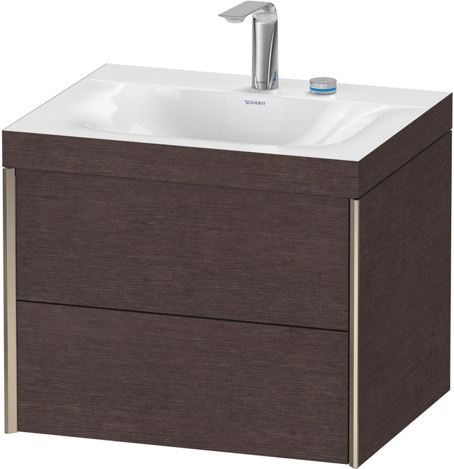 DURAVIT XViu Waschtischunterbau 600 mm, 2 Schubkästen, Champagner Matt/Eiche Dunkel