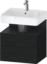 DURAVIT Qatego Waschtischunterbau 590 mm wandhängend, 1 Auszug, weiß Hochglanz, Nische Eiche Schwarz