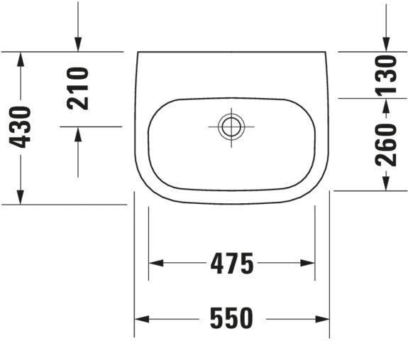 Duravit D-Code Waschtisch 550 mm weiß, wandhängend, mit Hahnlochbank und 1 Hahnloch