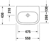 Duravit D-Code Waschtisch 550 mm weiß, wandhängend, mit Hahnlochbank und 1 Hahnloch