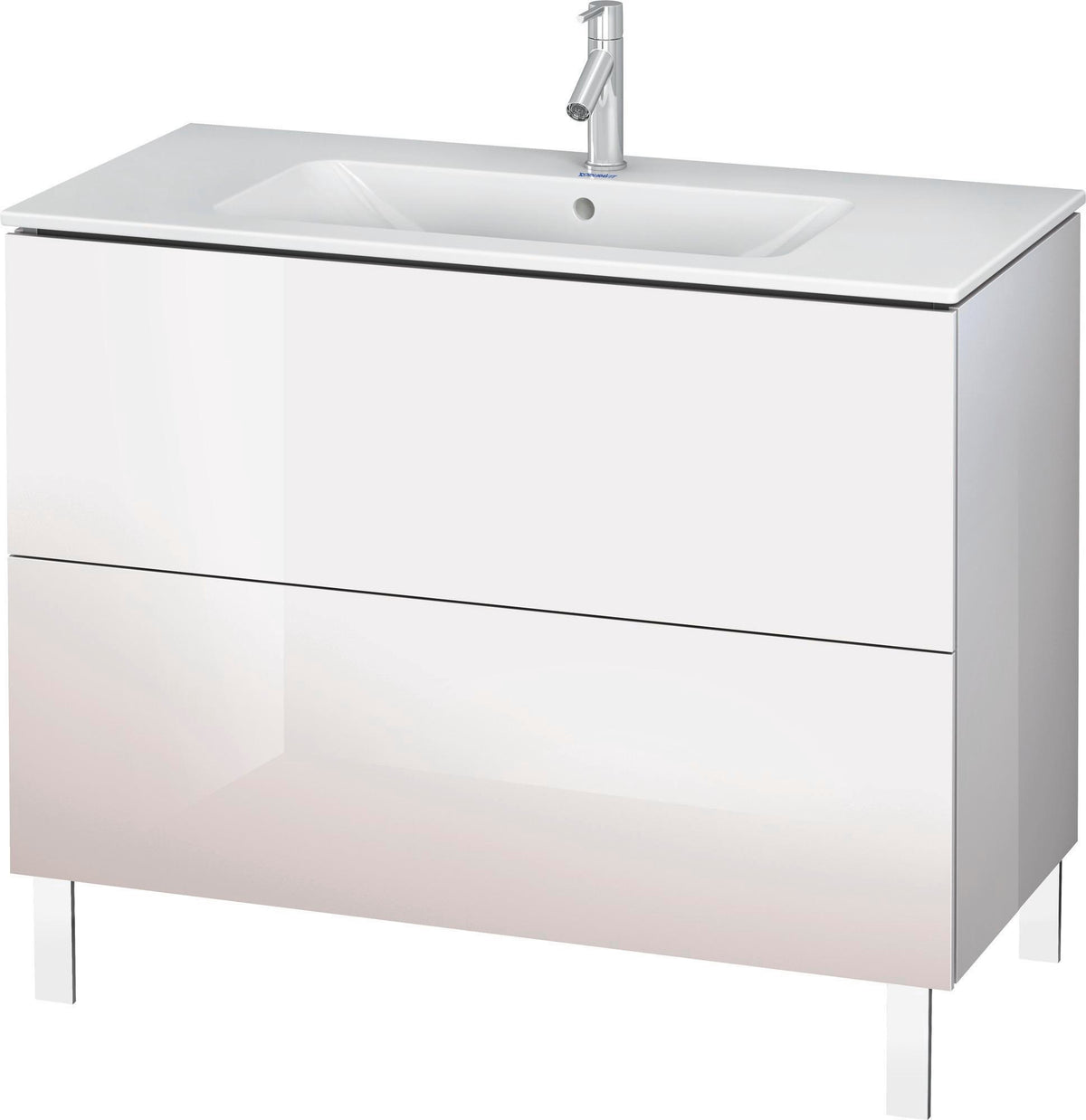 Duravit L-Cube Waschtischunterbau 1020 mm, 2 Auszüge, Amerikanisch Nussbaum, bodenstehend