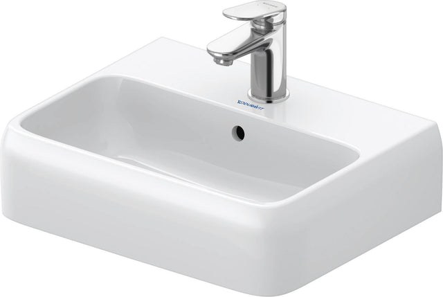 Duravit Qatego Handwaschbecken 450 mm weiß mit Überlauf und Hahnlochbank
