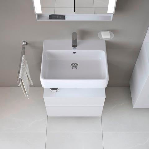 DURAVIT Qatego Hochschrank 400 mm, 2 Türen, weiß Hochglanz, Eiche Schw. Matt