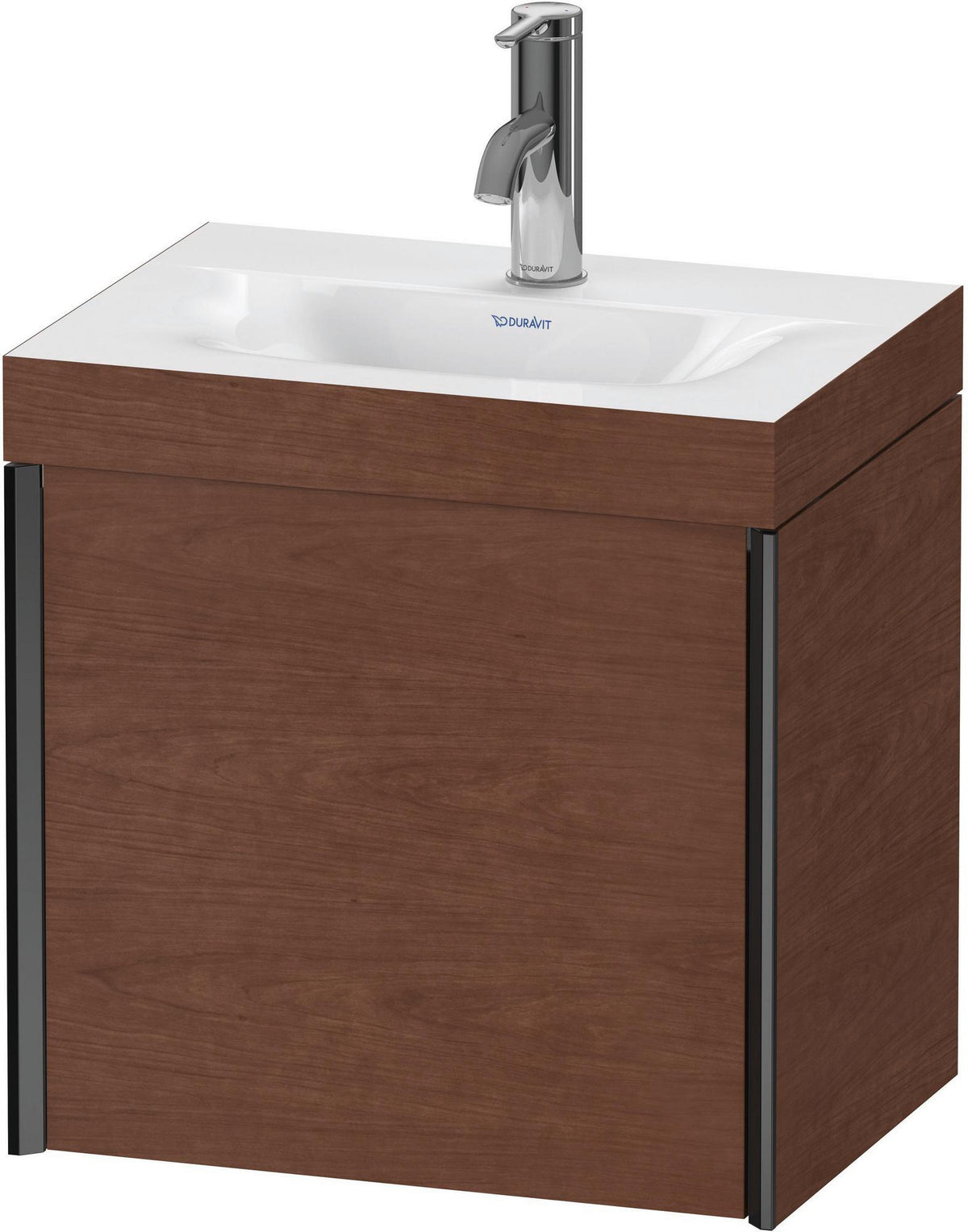 DURAVIT XViu Waschtischunterbauset 460 mm mit c-bonded Technologie, 1 Tür, schwarz matt / Nussbaum