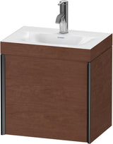 DURAVIT XViu Waschtischunterbauset 460 mm mit c-bonded Technologie, 1 Tür, schwarz matt / Nussbaum