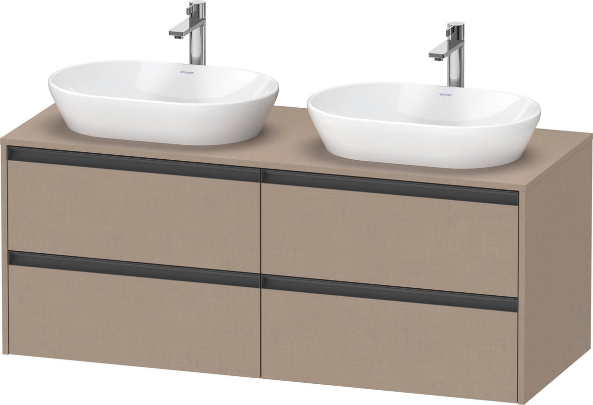 Duravit Ketho.2 Waschtischunterbau 1400 mm betongrau matt mit 4 Schubkästen