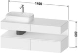 Duravit Qatego Konsolenwaschtischunterbau 1400 mm weiß hochglanz mit Eiche schwarz Nische