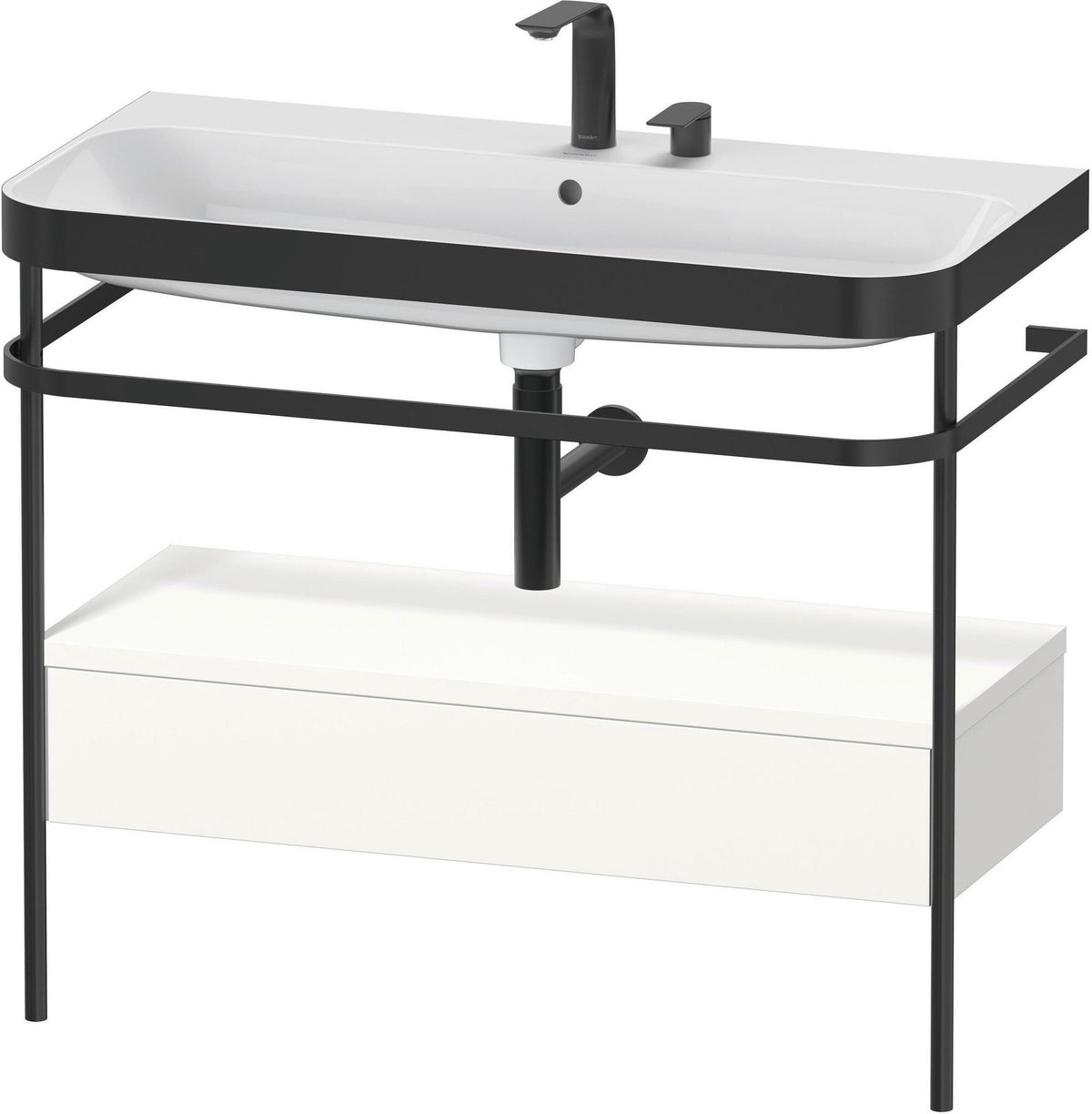 DURAVIT Happy D.2 c-bonded Waschtischset mit Metallkonsole, 975 mm, Weiß