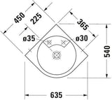 Duravit Eck-Waschtisch Architec 635 mm weiß, wandhängend, 1 Hahnloch, ohne Überlauf
