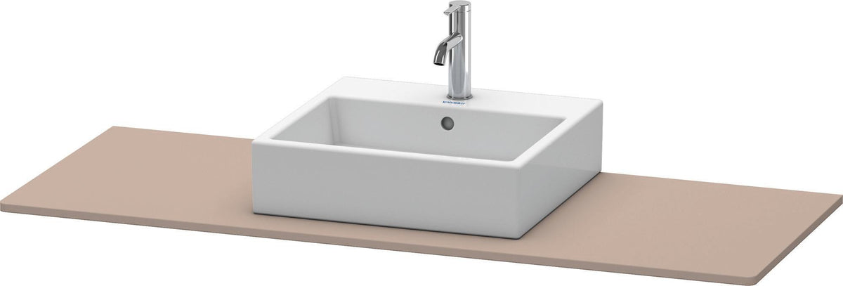 Duravit XSquare Konsole 1400x550mm betongrau matt – 1 Ausschnitt, mit Siphonaussparung