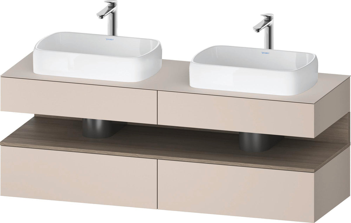 DURAVIT Qatego Konsolenwaschtischunterbau 1600 mm Basalt Matt mit 2 Auszügen und Tip-On-Technik