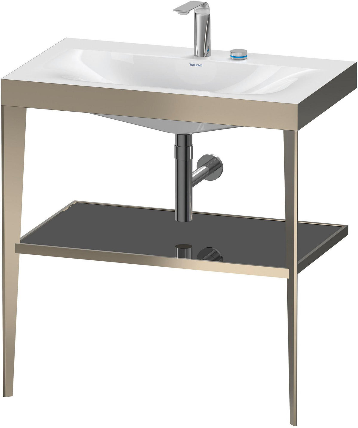 Duravit XViu Waschtischunterbau 800 mm mit Möbelwaschtisch, Metallkonsole, champagner matt/schwarz hochglanz