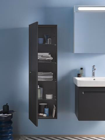 Duravit No.1 Halbhochschrank 400x360x1320mm Graphit Matt, 1 Tür, 4 Glasböden