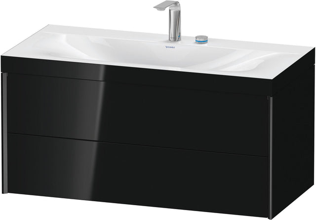 DURAVIT XViu c-bonded Waschtischunterbauset 1000 mm, 2 Schubkästen, schwarz matt / schwarz hochglanz