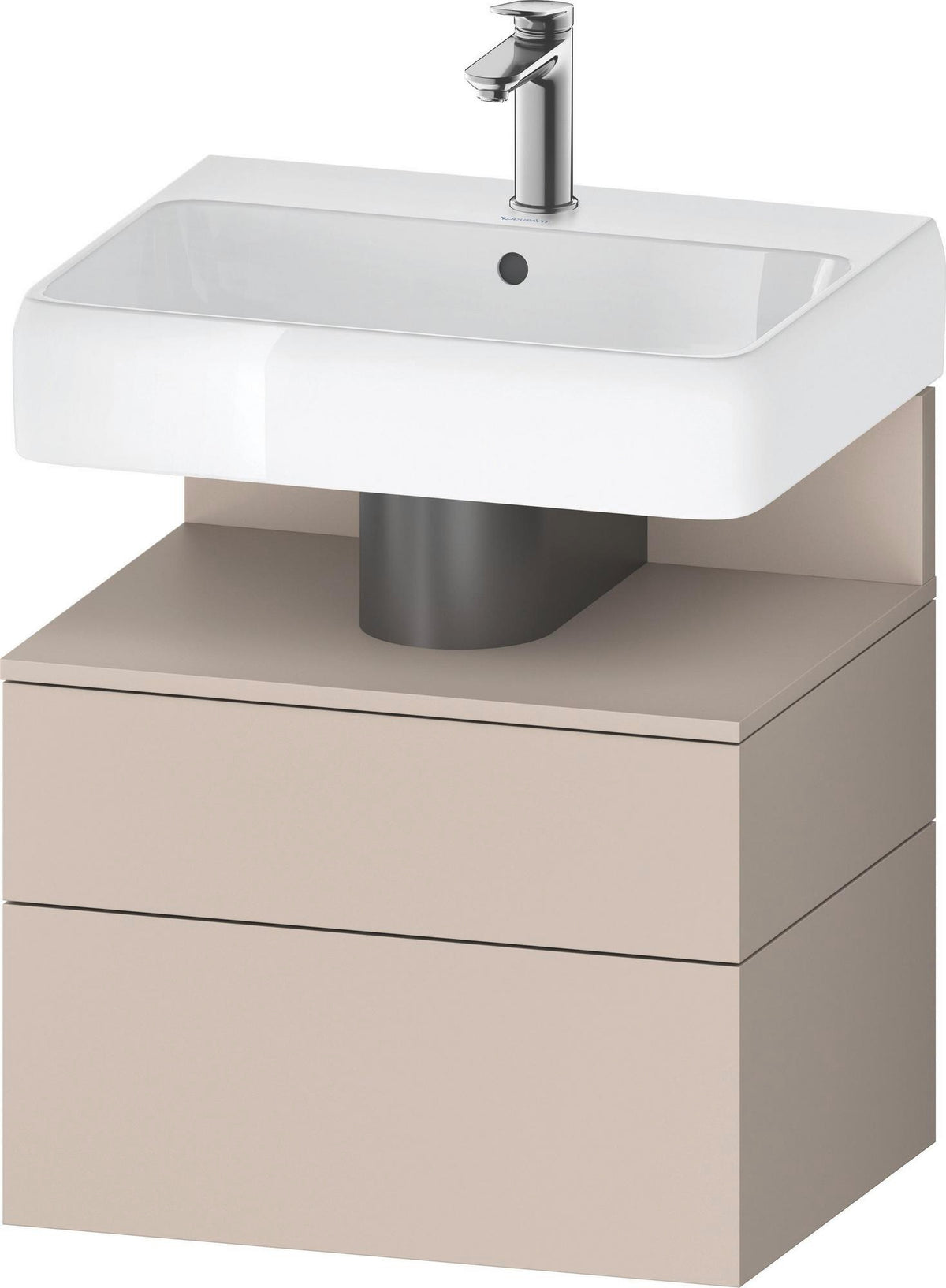 DURAVIT Qatego Waschtischunterbau 590 mm wandhängend, 1 Auszug, weiß Hochglanz, Nische Eiche Schwarz