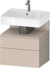 DURAVIT Qatego Waschtischunterbau 590 mm wandhängend, 1 Auszug, weiß Hochglanz, Nische Eiche Schwarz