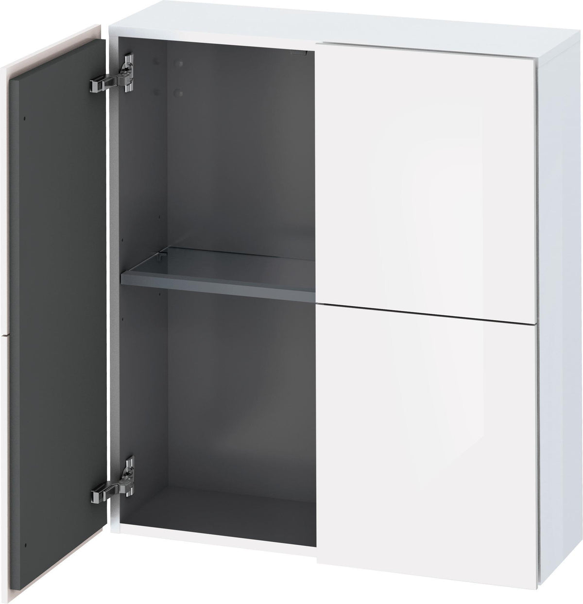 Duravit L-Cube Halbhochschrank 700 mm, 2 Türen, Hochglanz Schwarz, wandhängend
