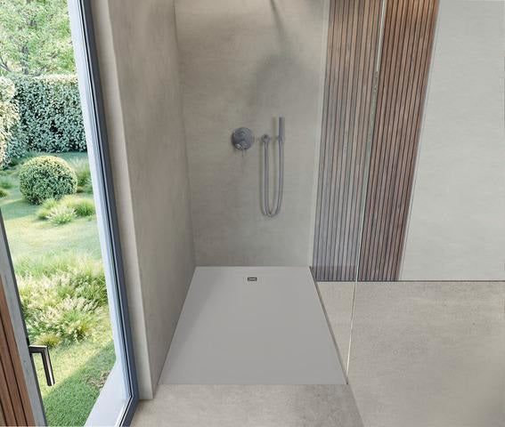 Duravit Sustano Duschwanne 1400x800x30 mm Mineralguss hellgrau matt – rechteckig, bodenbündig, mit Rutschhemmung