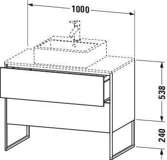 DURAVIT XSquare Waschtischunterbau bodenstehend 1000 mm Graphit Matt mit 2 Schubkästen