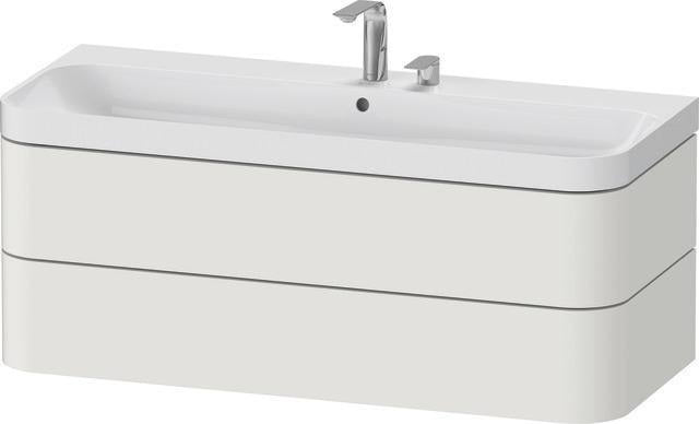 DURAVIT Waschtischset HAPPY D.2 PLUS 1175x490mm, ein Hahnloch, taupe supermatt – Wandhängend, 2 Schubkästen