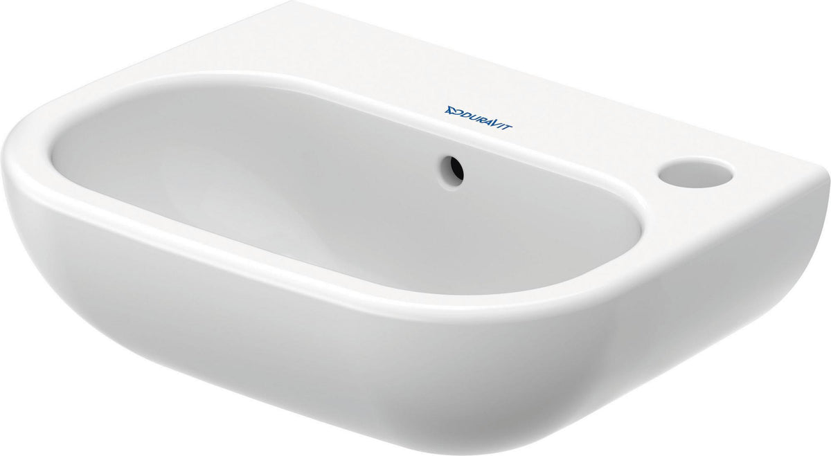 Duravit D-Code Handwaschbecken 360 mm mit Überlauf, 1 Hahnloch rechts, wandhängend, weiß