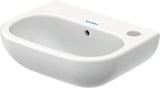 Duravit D-Code Handwaschbecken 360 mm mit Überlauf, 1 Hahnloch rechts, wandhängend, weiß