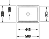 DURAVIT Vero Air Aufsatzbecken 500 mm ohne Überlauf und Hahnloch, geschliffene Sanitärkeramik