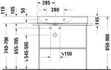 Duravit DuraSquare Metallkonsole höhenverstellbar mit Handtuchhalter links/rechts, chrom