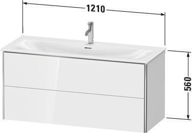 Duravit XSquare Waschtischunterbau 1210 mm, 2 Schubkästen, weiß matt, wandhängend, Tip-On