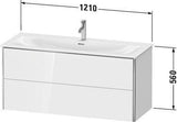 Duravit XSquare Waschtischunterbau 1210 mm, 2 Schubkästen, weiß matt, wandhängend, Tip-On